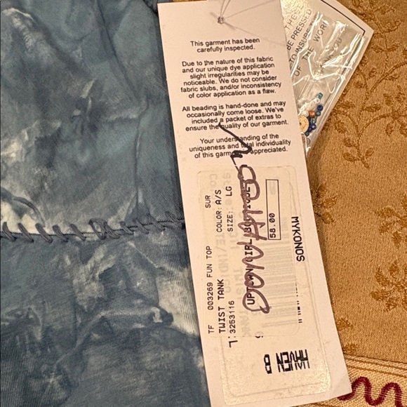 NWT Funky Haven Bleu Tie-Dye Twist Tank Top, Sequin Detail, Cotton blend, L - Picture 6 of 11